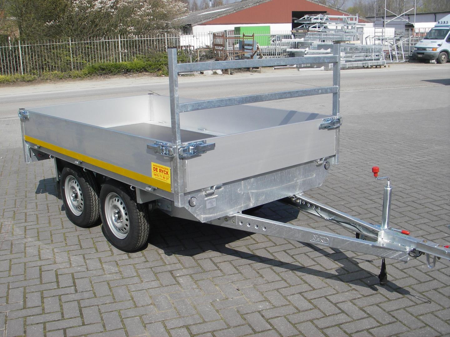 plateau aanhangwagen ongeremd dubbelas 750kg-2m60x1m50x30